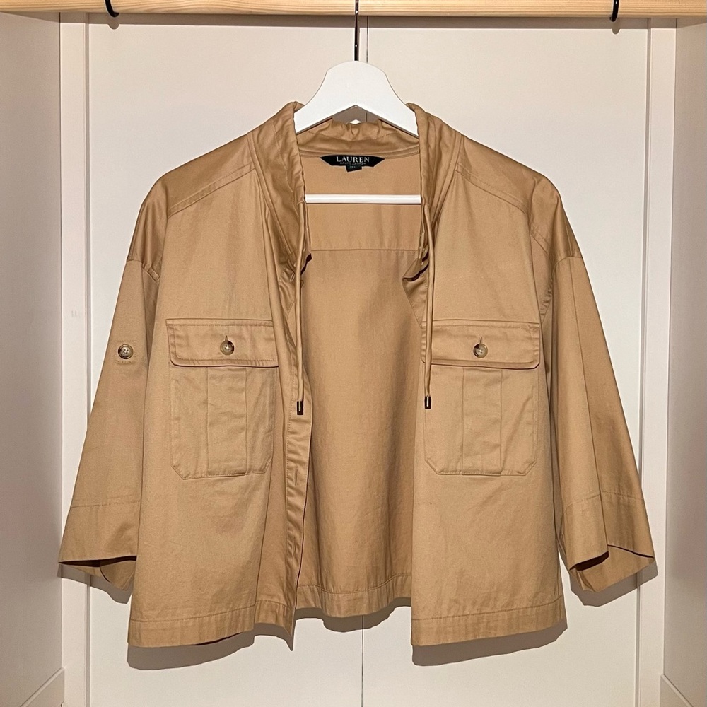 Ralph Lauren Khaki Button Up Cropped Jacket